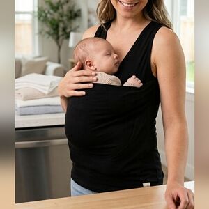 [Lalabu] Hands Free Carrying Baby Soothe Black Sleeveless Tank Top Women Medium
